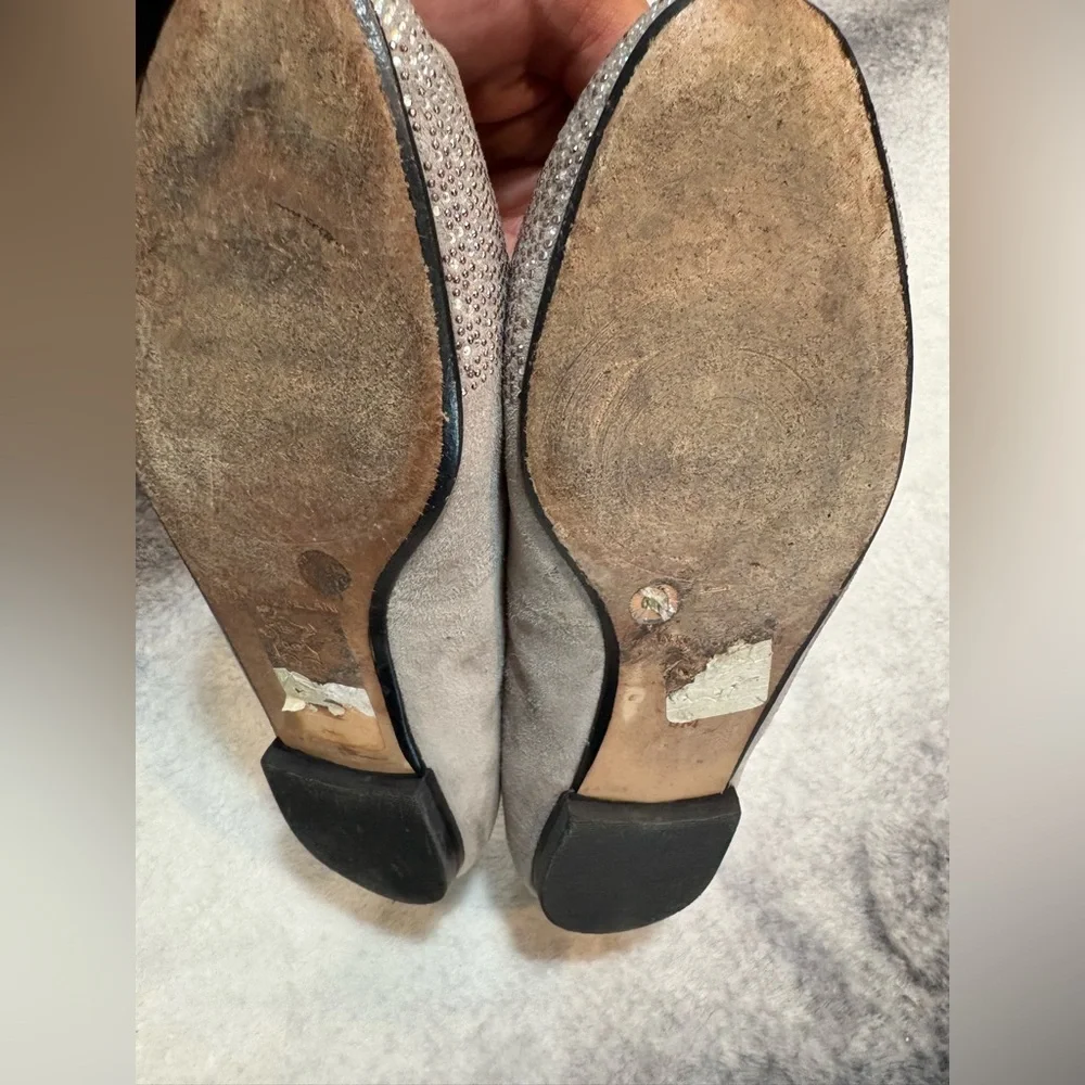 Antonio‎ Melani Women's Gray Taupe Suede Rhinestone Comfy Ballet Flats Shoes 6